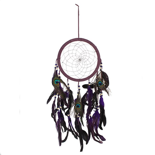 Purple Peacock Feather Dreamcatcher, image 1 of 2