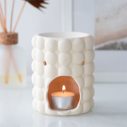 Cream Speckle Bubble Oil Burner and Wax Warmer, image 1 of 6