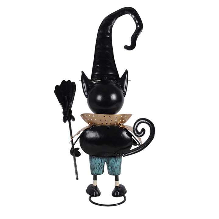 Metal Black Cat Ornament with Witch Hat, image 5 of 5