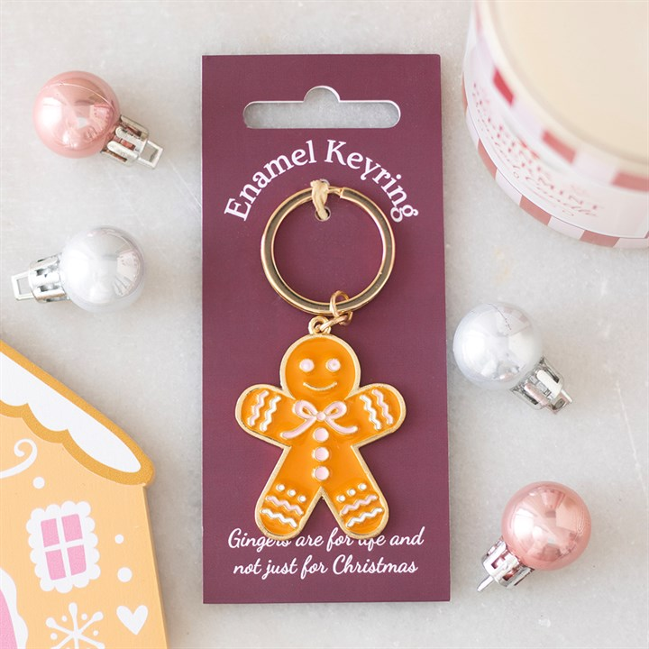 Pink Bow Gingerbread Man Keyring, image 1 of 5