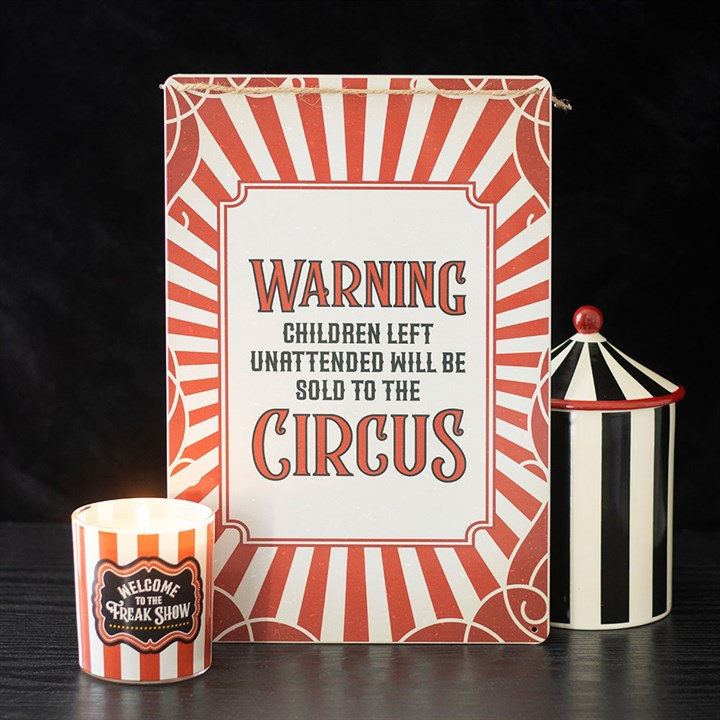 Circus Warning Metal Hanging Sign, image 2 of 5