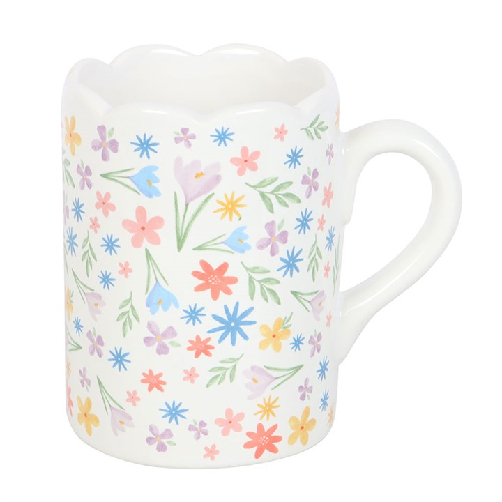 Spring Floral Print Scalloped Mug, image 4 of 5