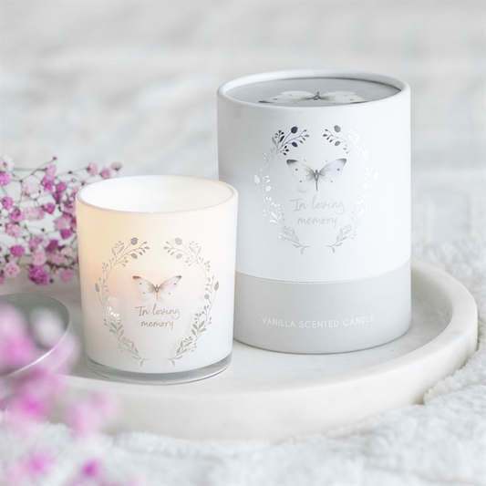 In Loving Memory White Butterfly Vanilla Candle, image 1 of 5