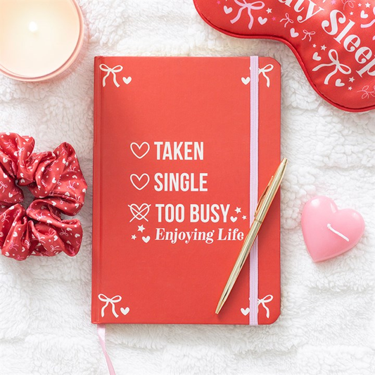Single, Taken, Too Busy Enjoying Life A5 Notebook, image 1 of 5