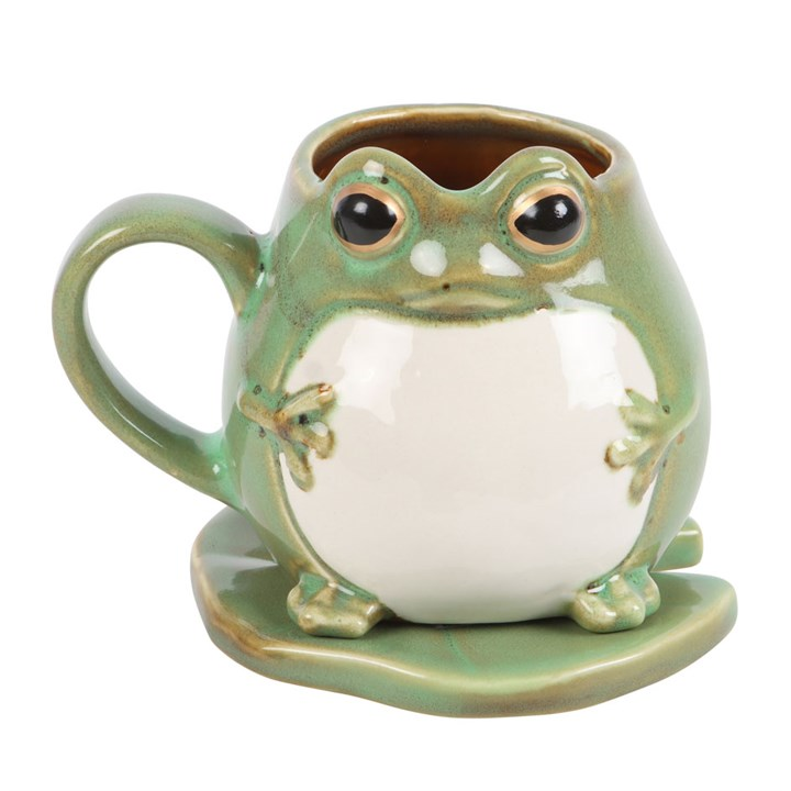 Frog Shaped Mug and Lily Pad Saucer, image 1 of 6