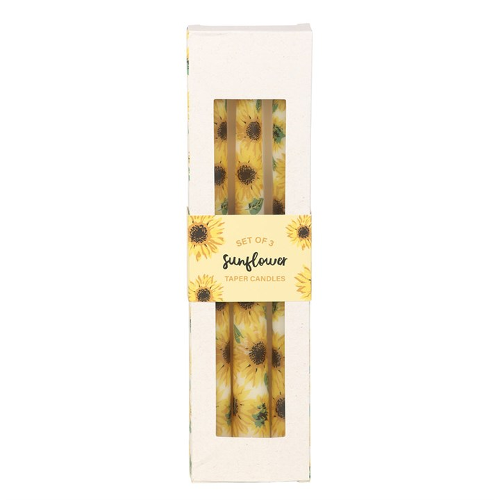 Set of 3 Sunflower Taper Candles, image 3 of 6