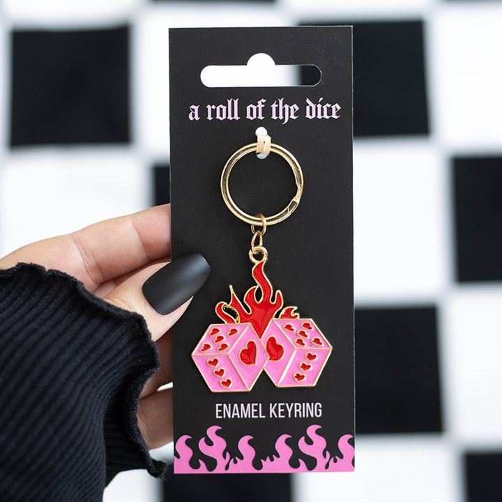 Flaming Dice Keyring, image 1 of 5