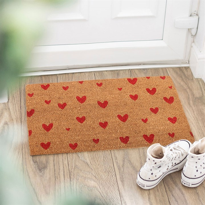 Natural Red Love Heart Doormat, image 1 of 4
