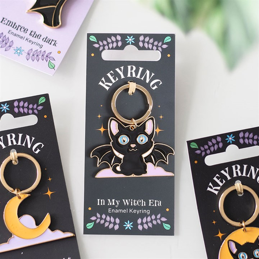 In My Witch Era Bat Cat Enamel Keyring, image 1 of 4