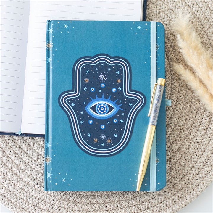 Hand of Hamsa A5 Notebook with Crystal Chip Pen, image 1 of 5