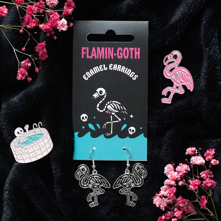 Flamin-goth Enamel Dangle Earrings, image 1 of 5