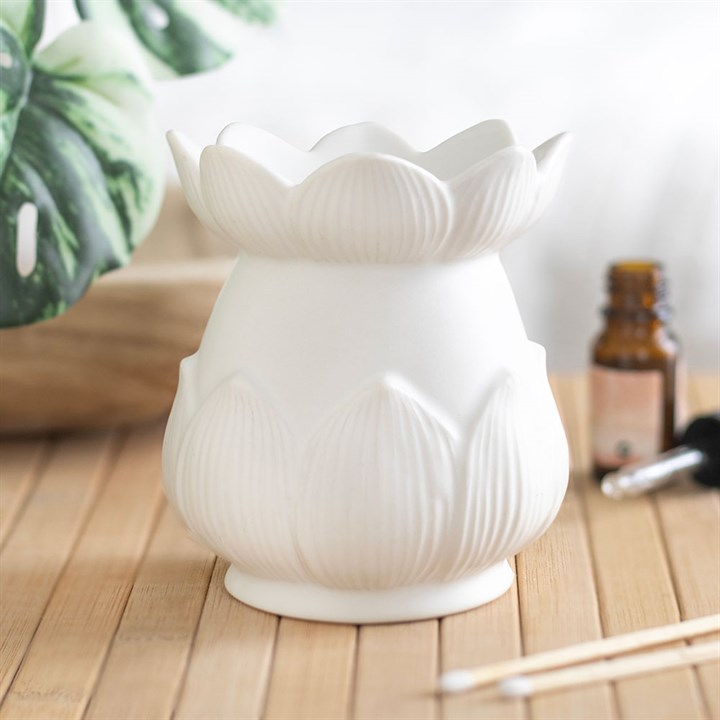 White Lotus Flower Oil Burner, image 2 of 7