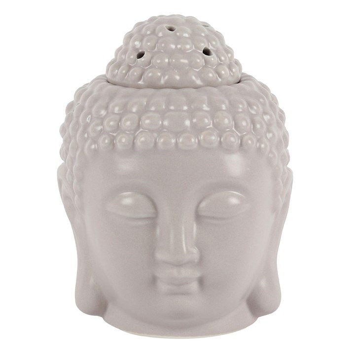 Small Grey Buddha Head Oil Burner, image 2 of 6