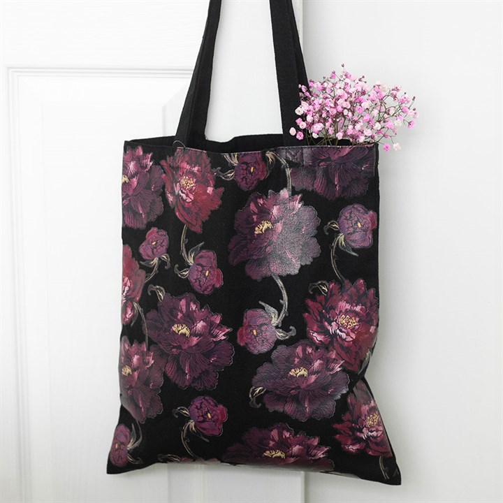 Dark Romance Floral Print Tote Bag, image 1 of 4