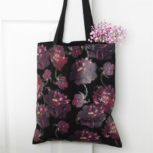 Dark Romance Floral Print Tote Bag, image 1 of 4