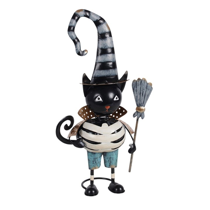 Metal Black Cat Ornament with Witch Hat, image 3 of 5