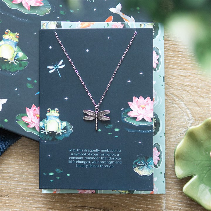 Dragonfly Necklace on Greeting Card, image 1 of 6