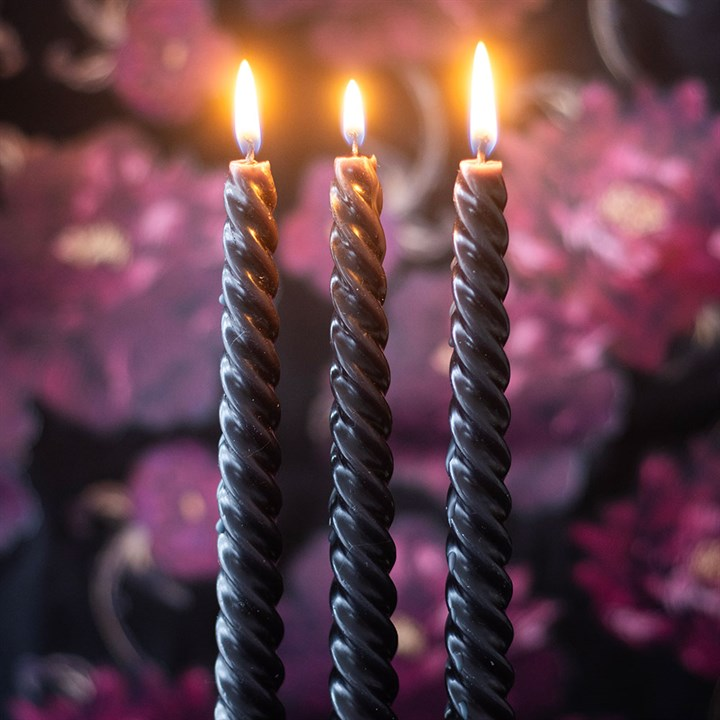 Set of 3 Dark Romance Twist Taper Candles, image 1 of 5