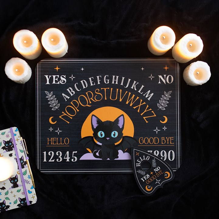 Cute and Creepy Bat Cat Talking Board with Planchette, image 1 of 3