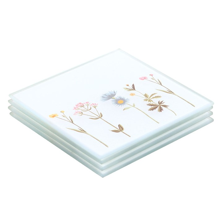Floral Glass Coaster Set, image 4 of 4