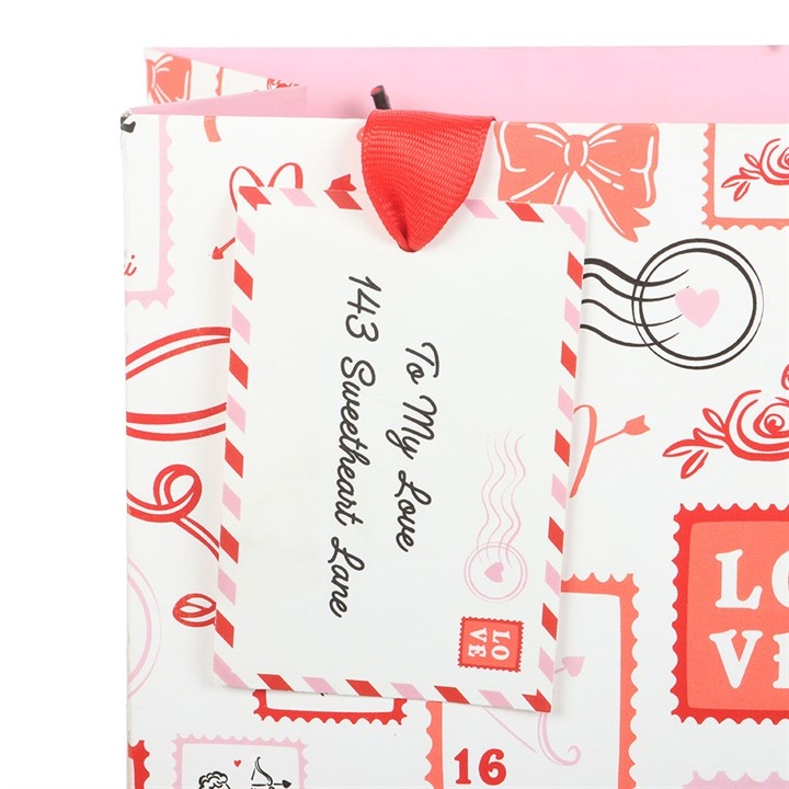 Valentine Postage Stamp Print Gift Bag, image 3 of 5