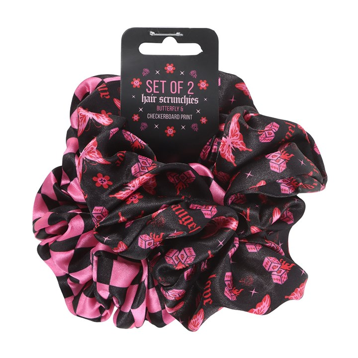 Set of 2 Rebel Butterfly and Checkerboard Hair Scrunchies, image 2 of 3
