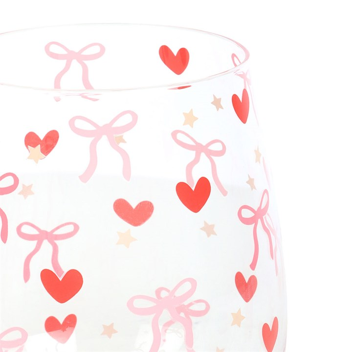 Bow and Heart Print Stemless Glass, image 3 of 4