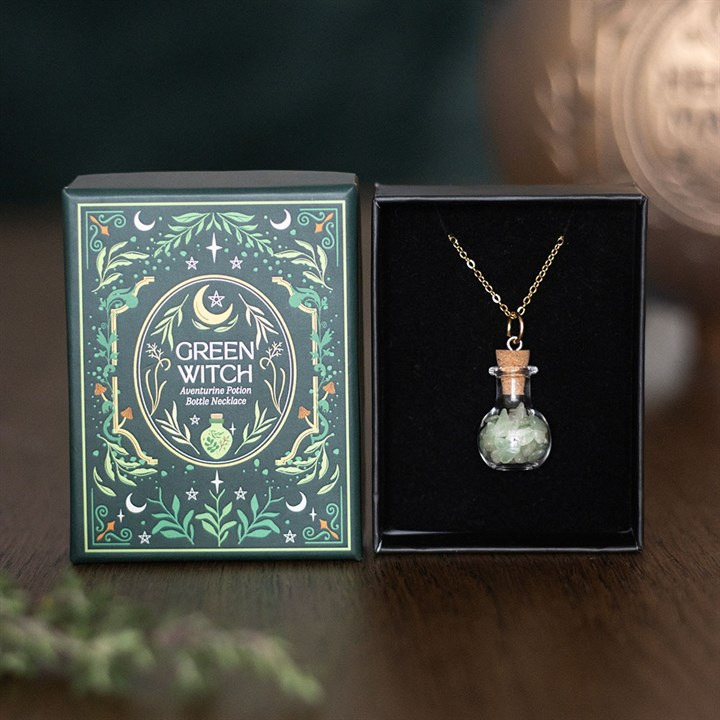 Green Witch Aventurine Potion Bottle Necklace, image 2 of 7
