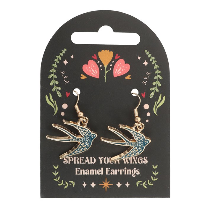Blue Spread Your Wings Swallow Earrings, image 2 of 5