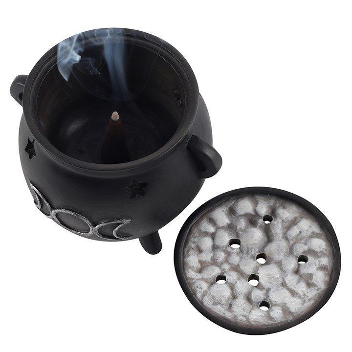 Triple Moon Cauldron Incense Cone Holder, image 4 of 4