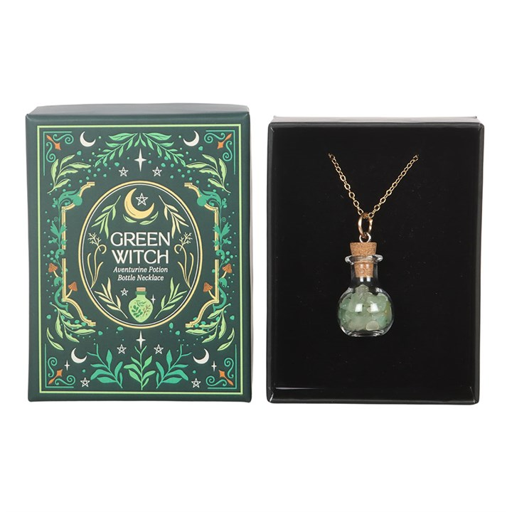 Green Witch Aventurine Potion Bottle Necklace, image 3 of 7