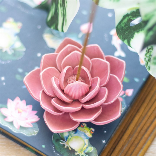 Pink Water Lily Incense Stick Holder, image 1 of 6