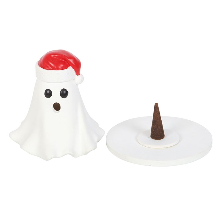 Ghost with Santa Hat Incense Cone Holder, image 3 of 6