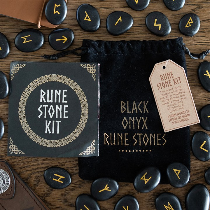 Set of 25 Black Onyx Viking Rune Stones, image 1 of 4
