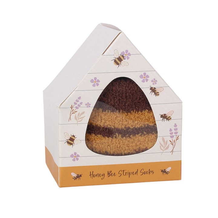 Honey Bee Striped Socks in Beehive Box, image 3 of 4