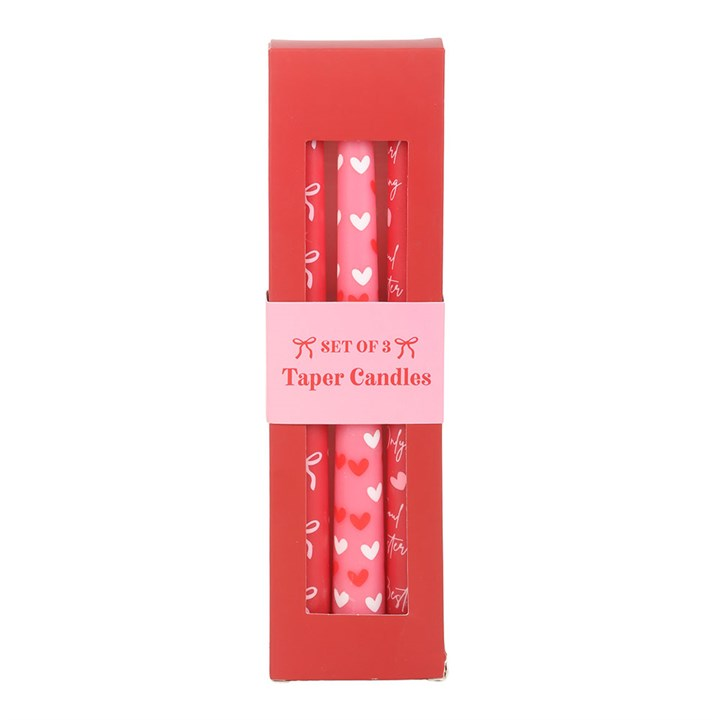 Set of 3 Girl Gang Bow and Heart Taper Candles, image 3 of 5
