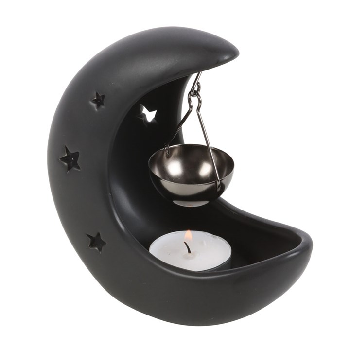 Black Crescent Moon Hanging Oil Burner, image 2 of 4