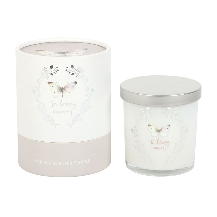 In Loving Memory White Butterfly Vanilla Candle, image 2 of 5