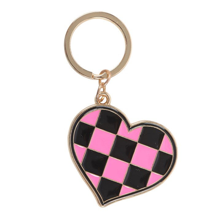 Checkerboard Heart Keyring, image 3 of 5