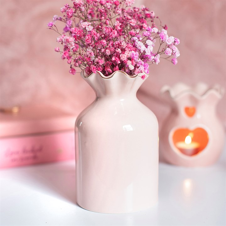 Pink Fluted Flower Vase, image 1 of 6