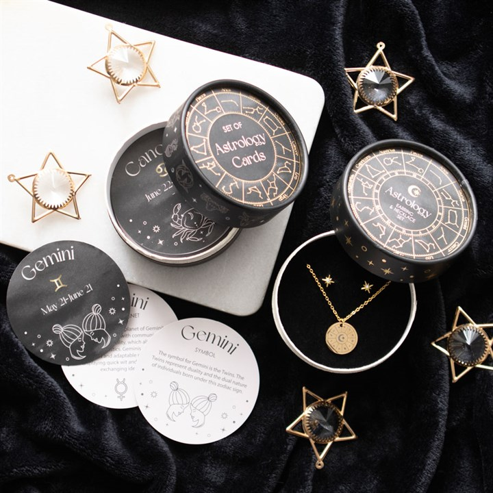 Astrology Wheel Earring and Necklace Set, image 5 of 5
