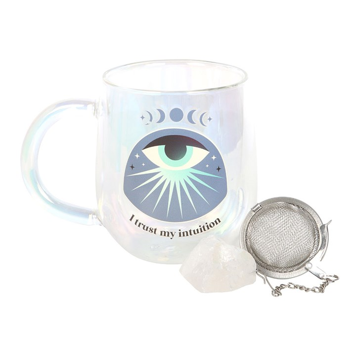 Intuition Glass Mug with Aura Crystal Tea Infuser, image 3 of 7