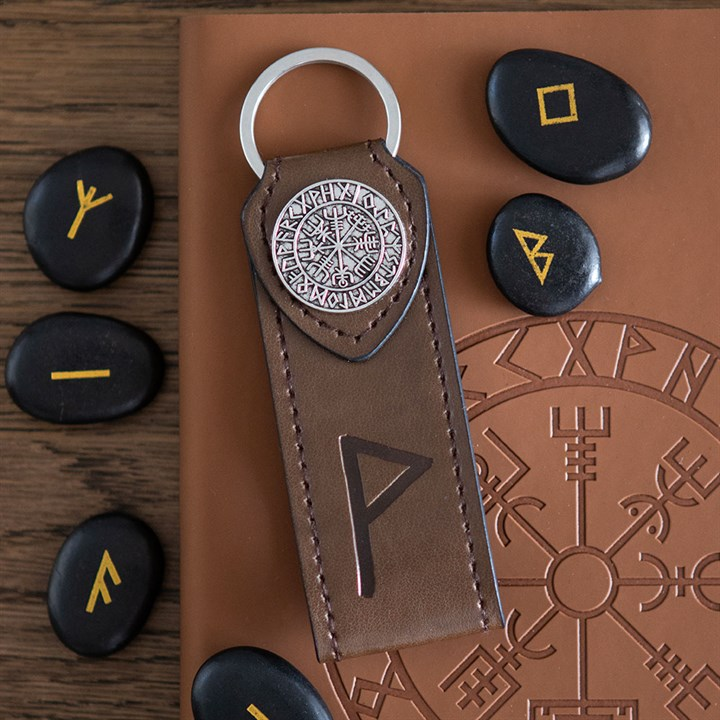 Joy Viking Rune Faux Leather Keyring, image 1 of 5