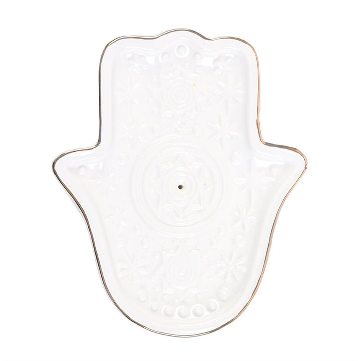 White Hand of Hamsa Incense Holder and Trinket Dish, image 3 of 4