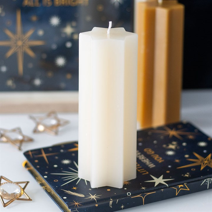Cream Starry Night Star Shaped Taper Candle, image 1 of 5