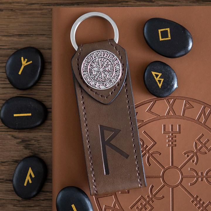 Journey Viking Rune Faux Leather Keyring, image 1 of 5