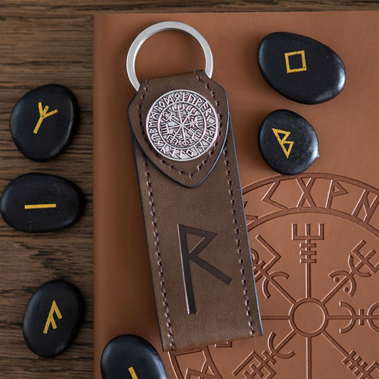 Journey Viking Rune Faux Leather Keyring, image 1 of 5