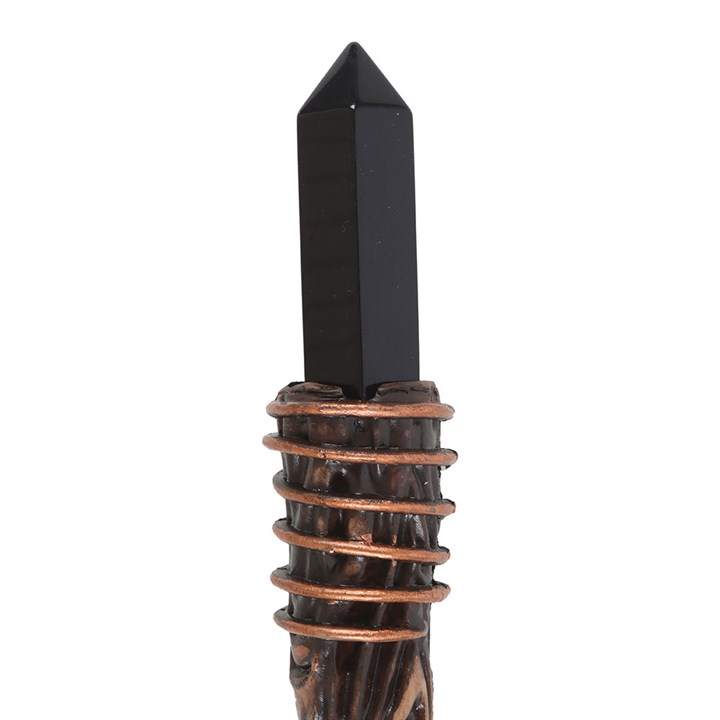 Thin Protection Black Obsidian Crystal Wand, image 3 of 4