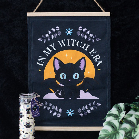 In My Witch Era Bat Cat Fabric Wall Hanging, image 1 of 4