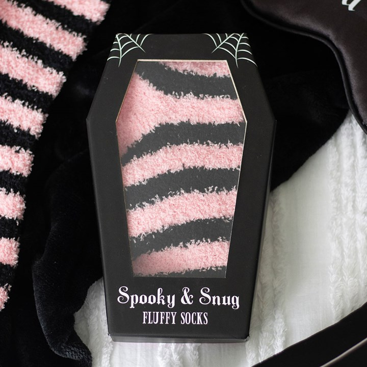 Pink and Black Striped Socks in Coffin Gift Box, image 1 of 4
